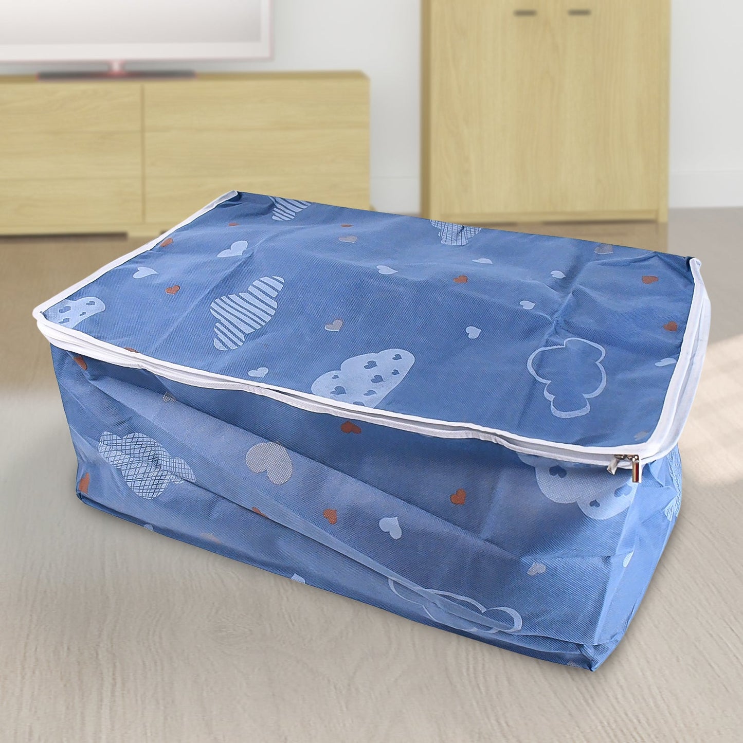 zipper storage cloth bag with large clear window for organizing clothes
