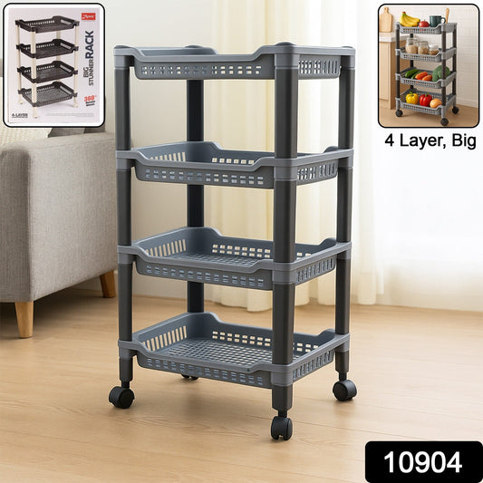 Apex plastic storage rack showing stable legs and easy mobility with wheels