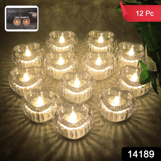 Close-up view of heart-shaped LED flameless decorative candles for festive decor