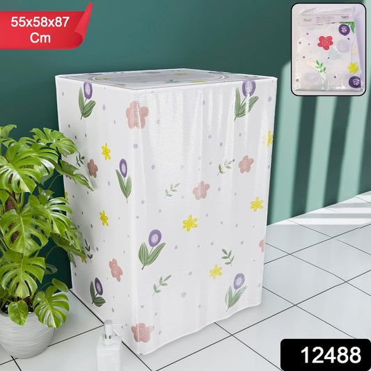 Protective washing machine cover with printed design for top loader