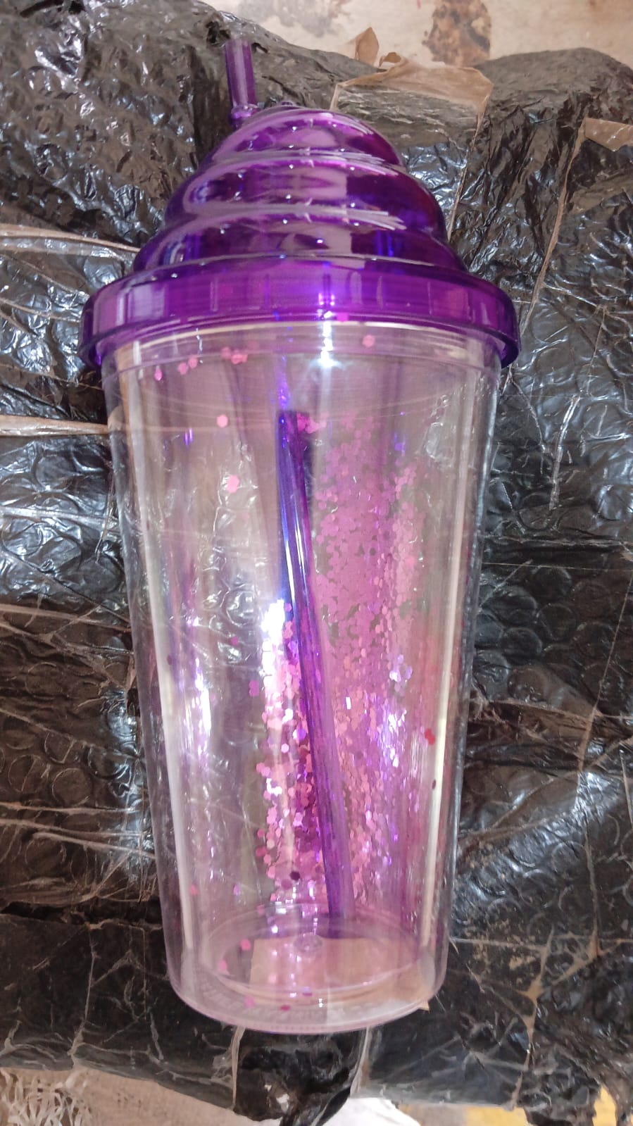 Creative Plastic Cold Drink Cup with Lid & Straw ? Tumbler (Mix Color)