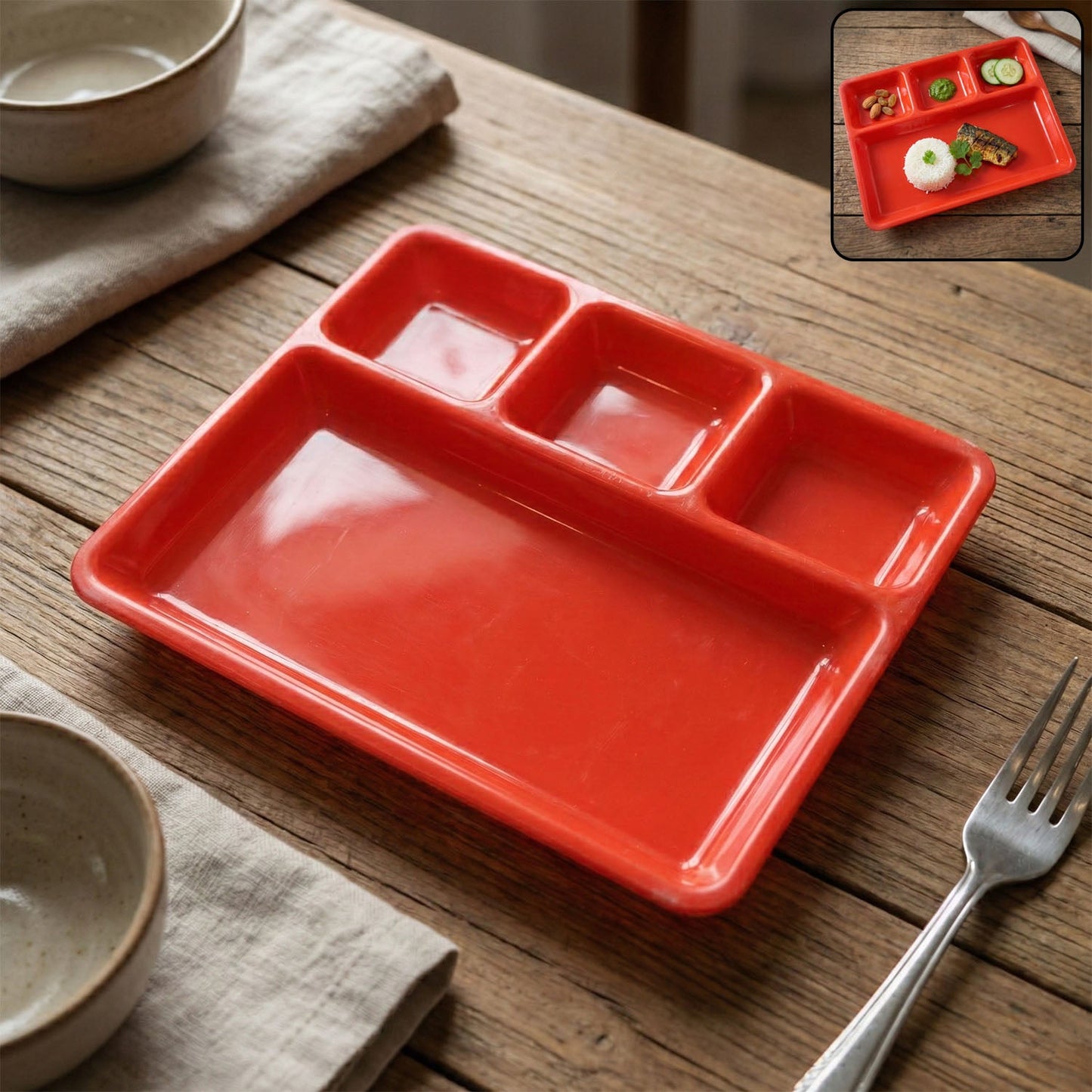 32Ã25 cm multipurpose compartment serving tray with sectioned design