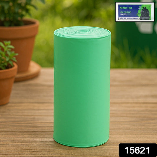 Eco-friendly compostable green corn starch dustbin bags for clean waste disposal.