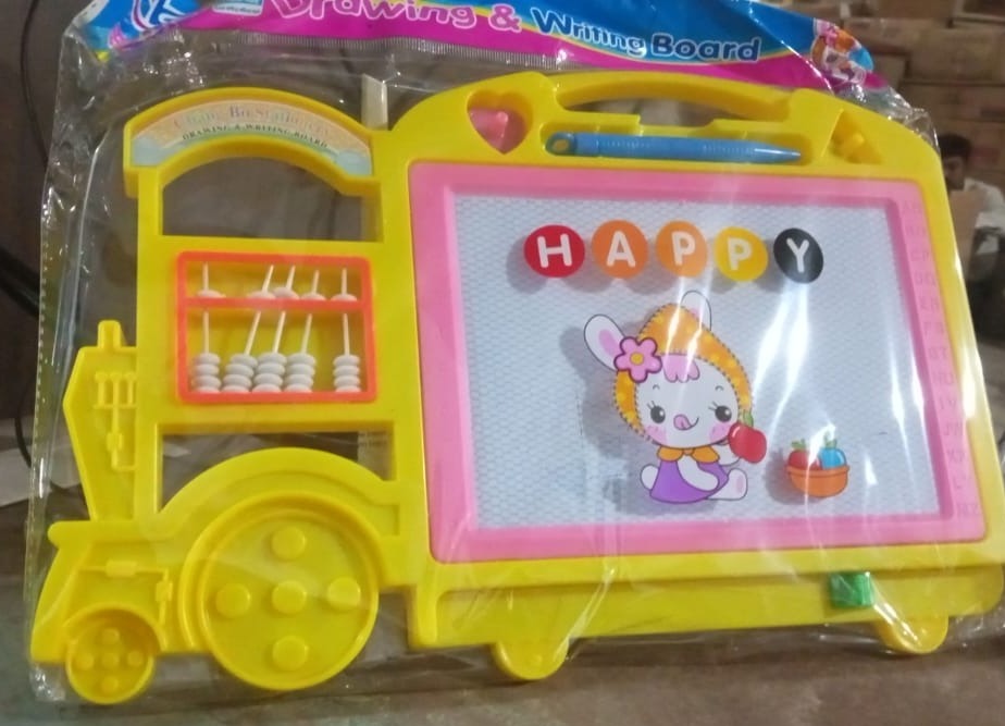 Bus Shape Drawing & Writing Slate Board for Kids (1 pc / 32 Ã 21 Cm)