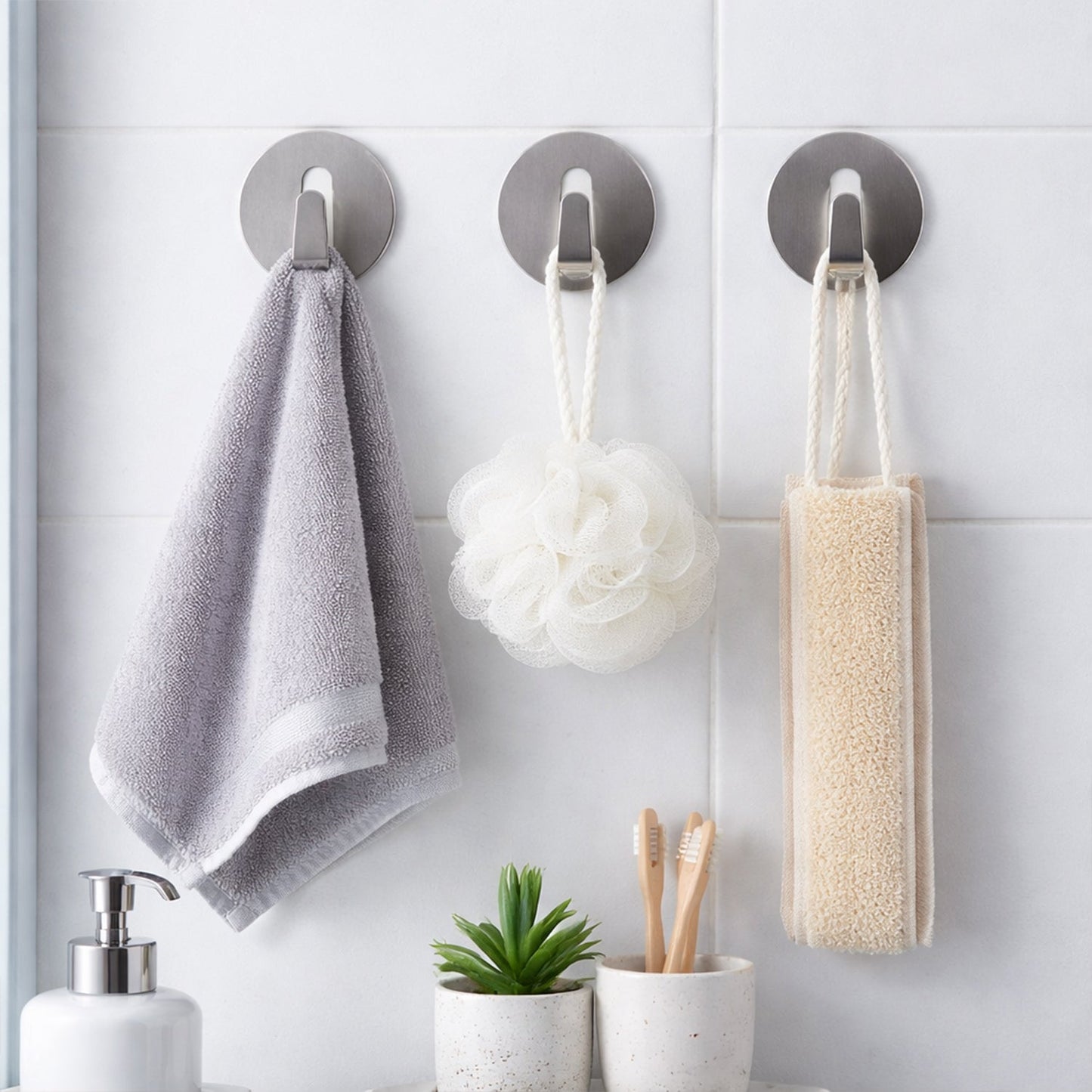 Heavy Duty Self-Adhesive Stainless Hooks ? Waterproof for Robes, Coats & Towels