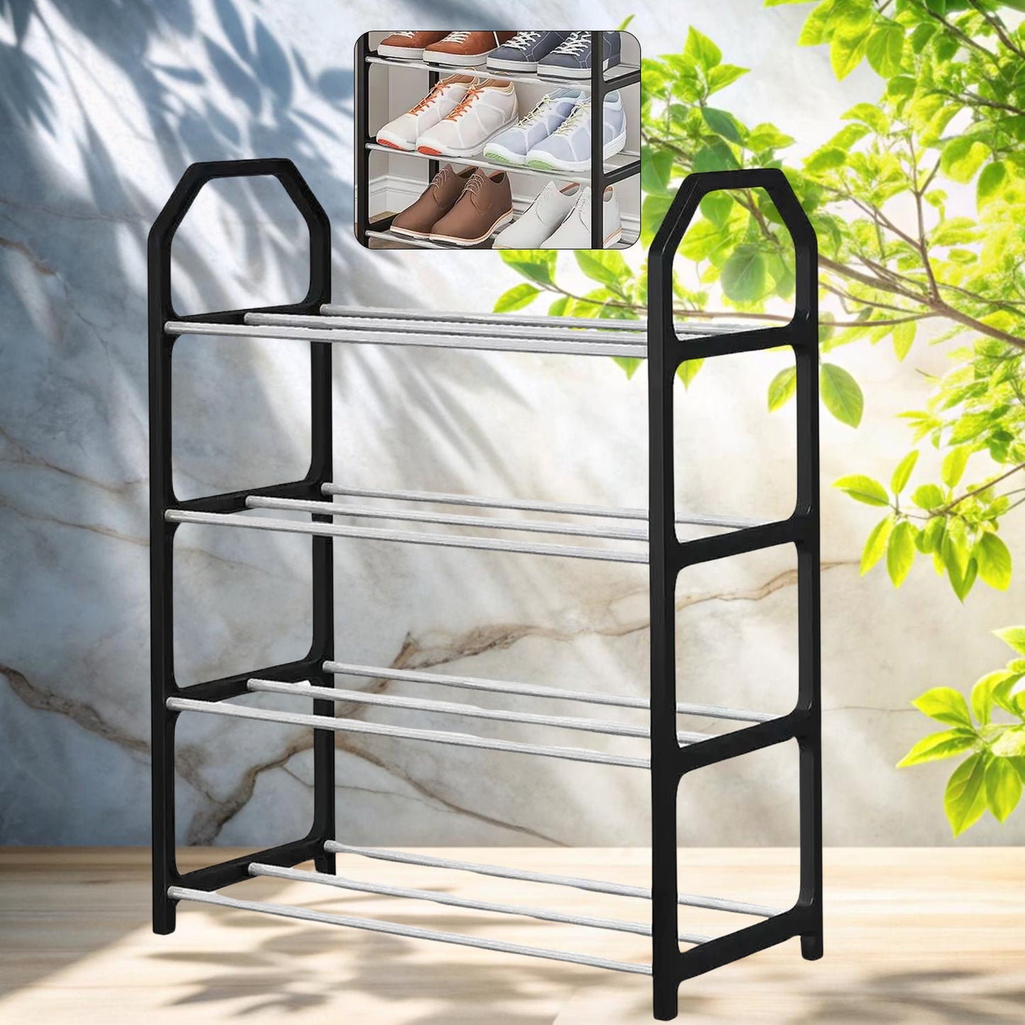 4 Layer Space-saving Shoes Show Rack Folding Shoe Rack (1 Pc)