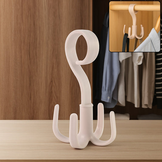 360Â° rotating multipurpose hook hanger with four hooks for wardrobe and kitchen use