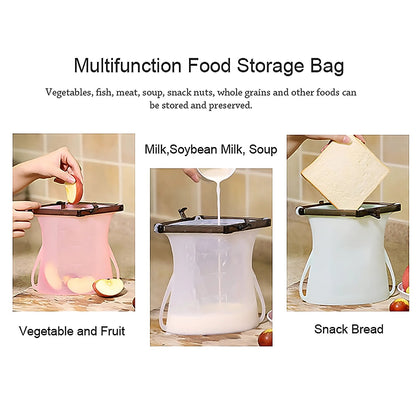 Silicone Food Bag ? Leakproof, Flat Bottom, BPA-Free, Microwave & Dishwasher Safe