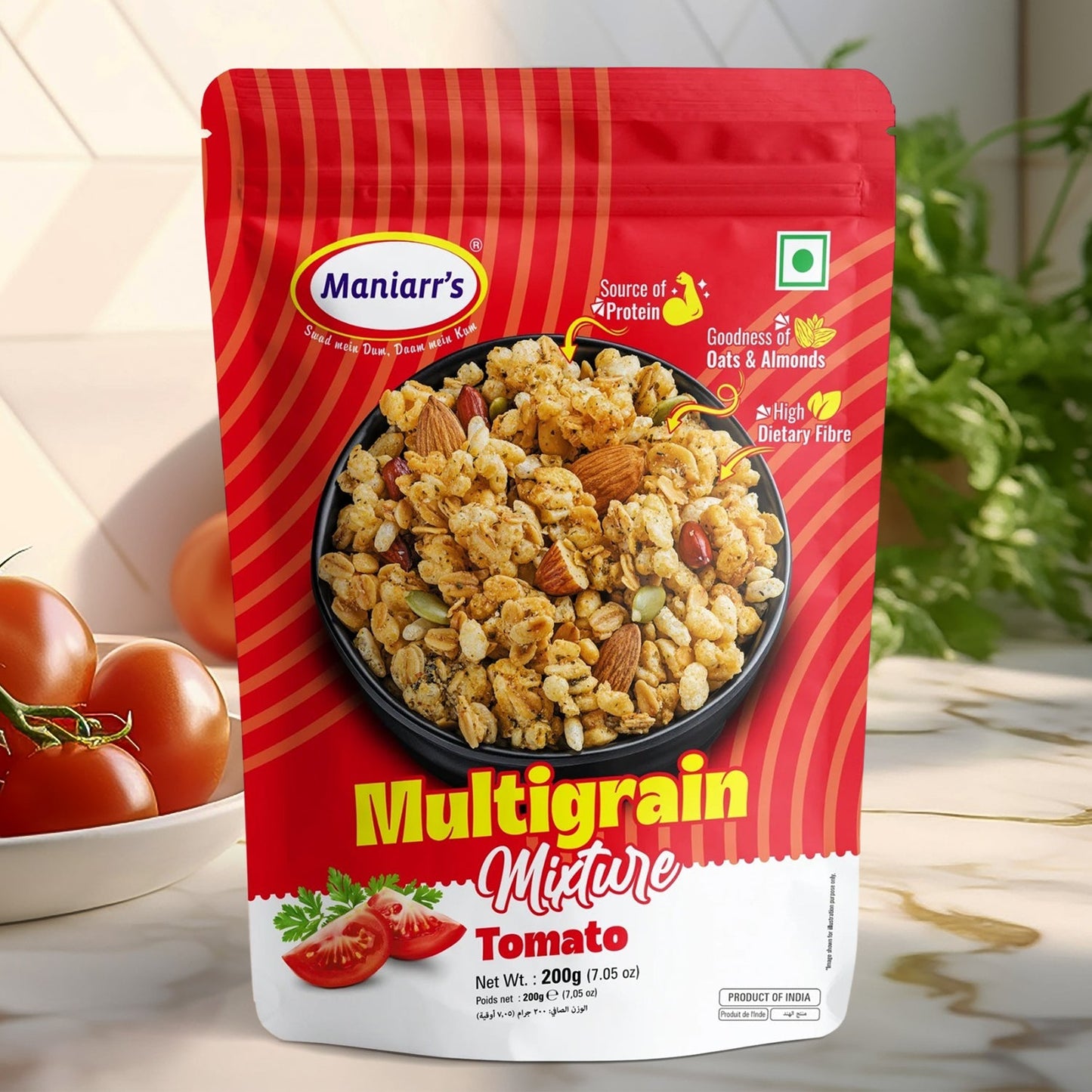 Another view of the delicious Tomato Roasted Multigrain Mixture in a bowl, ready to be enjoyed.