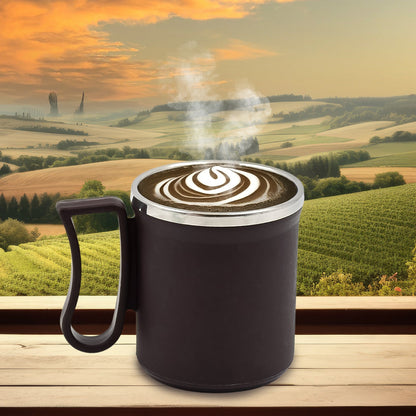 Coffee Mug with Lid & Handle ? Plastic Covered Stainless Steel Mug (200 ML, Random Color)