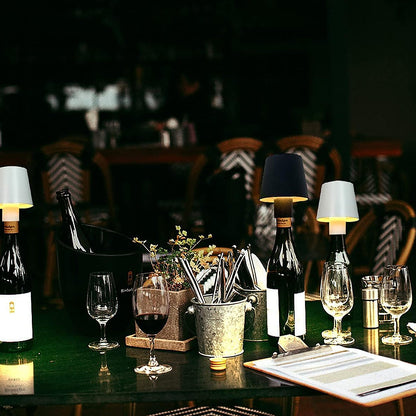 USB Rechargeable LED Bottle Lamp ? 3-Color Dimmable Wireless Table Light (1 Pc)
