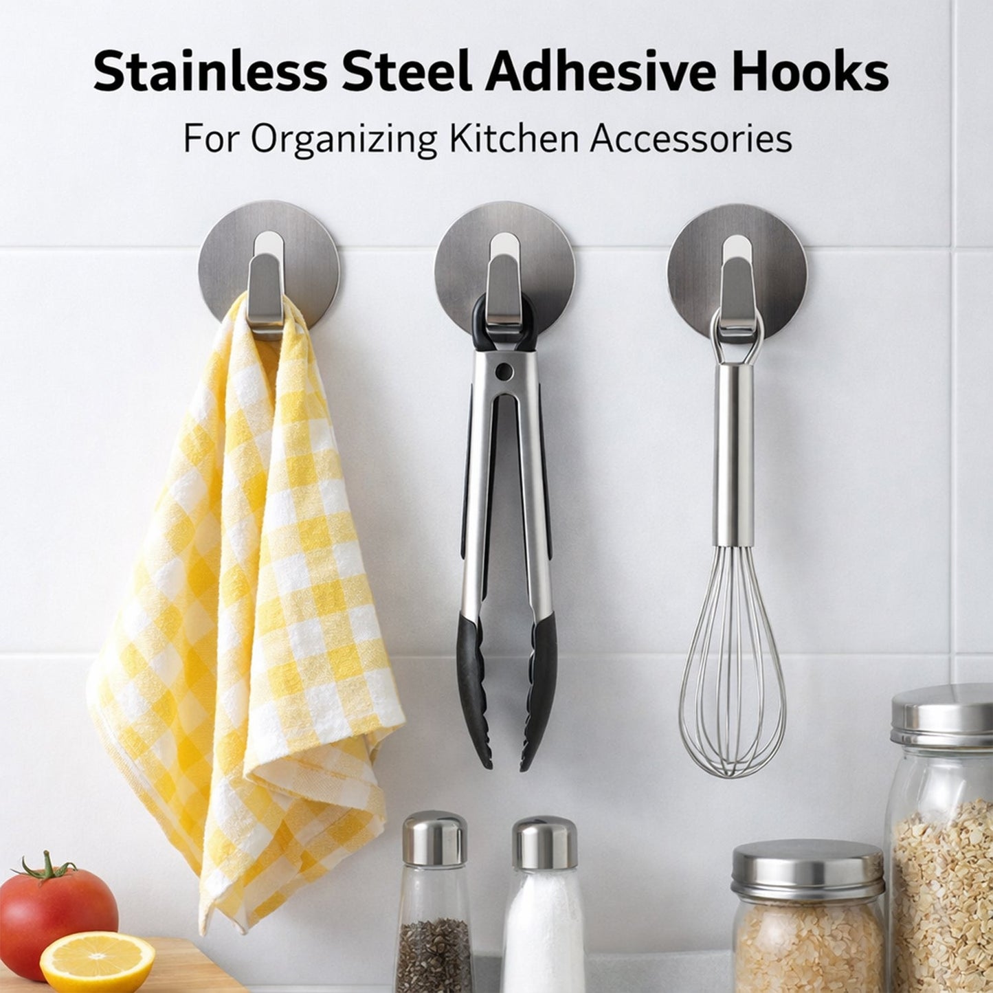 Heavy Duty Self-Adhesive Stainless Hooks ? Waterproof for Robes, Coats & Towels