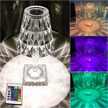 Crystal Diamond LED Table Lamp with 16 Colors ? Bedroom Decor