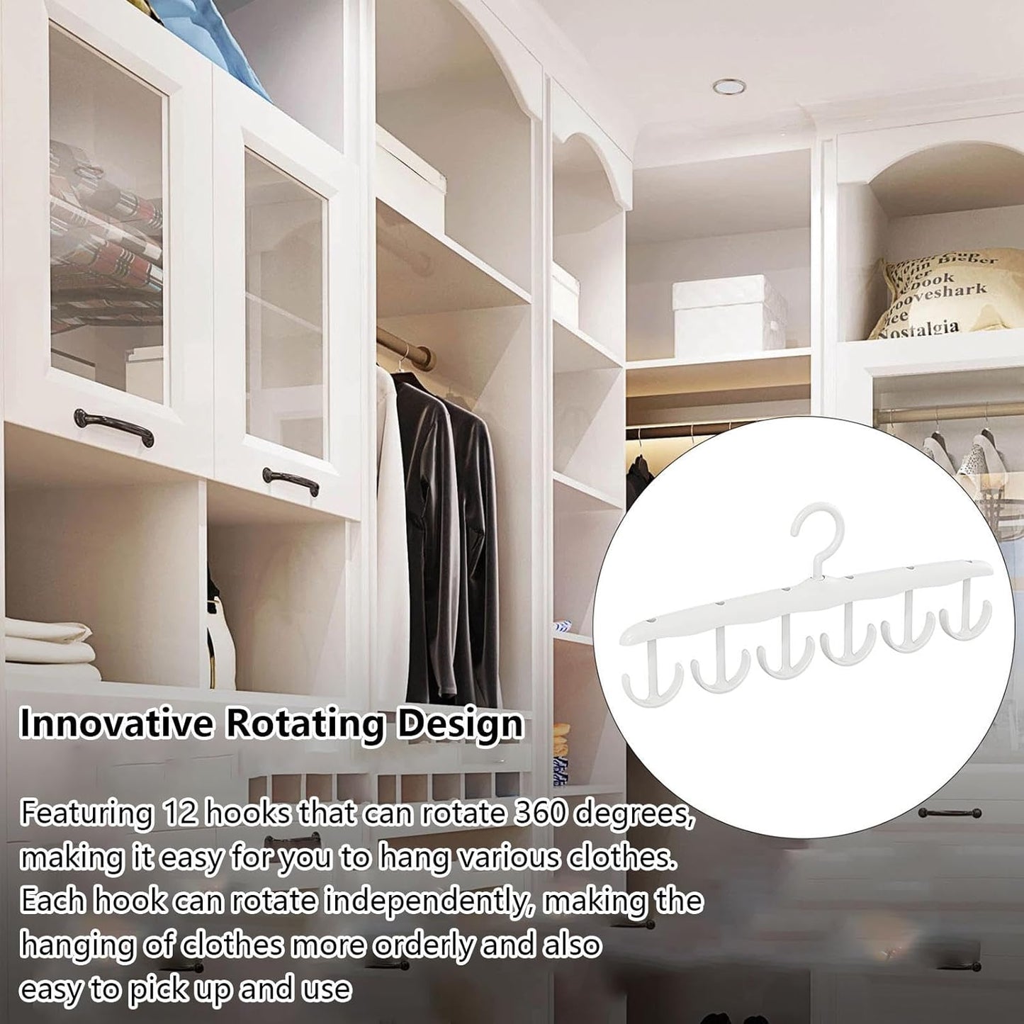 Rotatable Tank Top Hanger ? Space Saving Closet Organizer Dorms & (12-Hook)