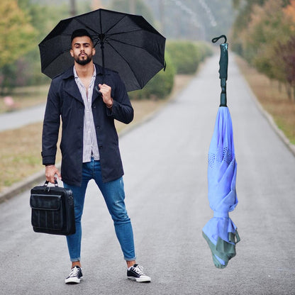 Windproof Compact Travel Umbrella ? Reverse Folding Design (1 Pc)