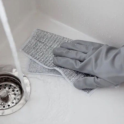 Double-Sided Microfiber Cloth & Stainless Steel Scrubber ? (1 Pc, 20x20 cm)