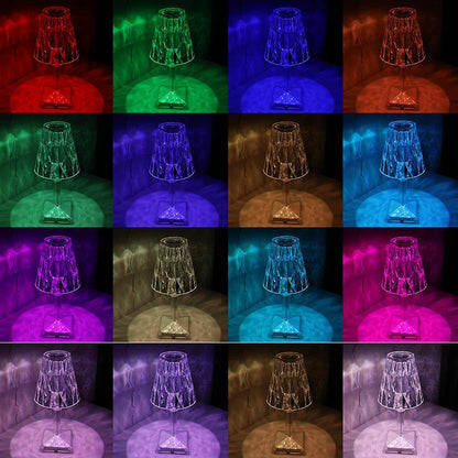 Crystal Diamond LED Table Lamp with 16 Colors ? Bedroom Decor