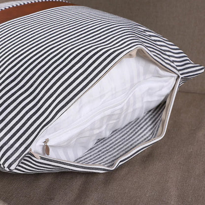 Pillow Covers, leather & cotton Cushion Covers (16 Ã 16 Inch / 1 Pair / 2 Pc)