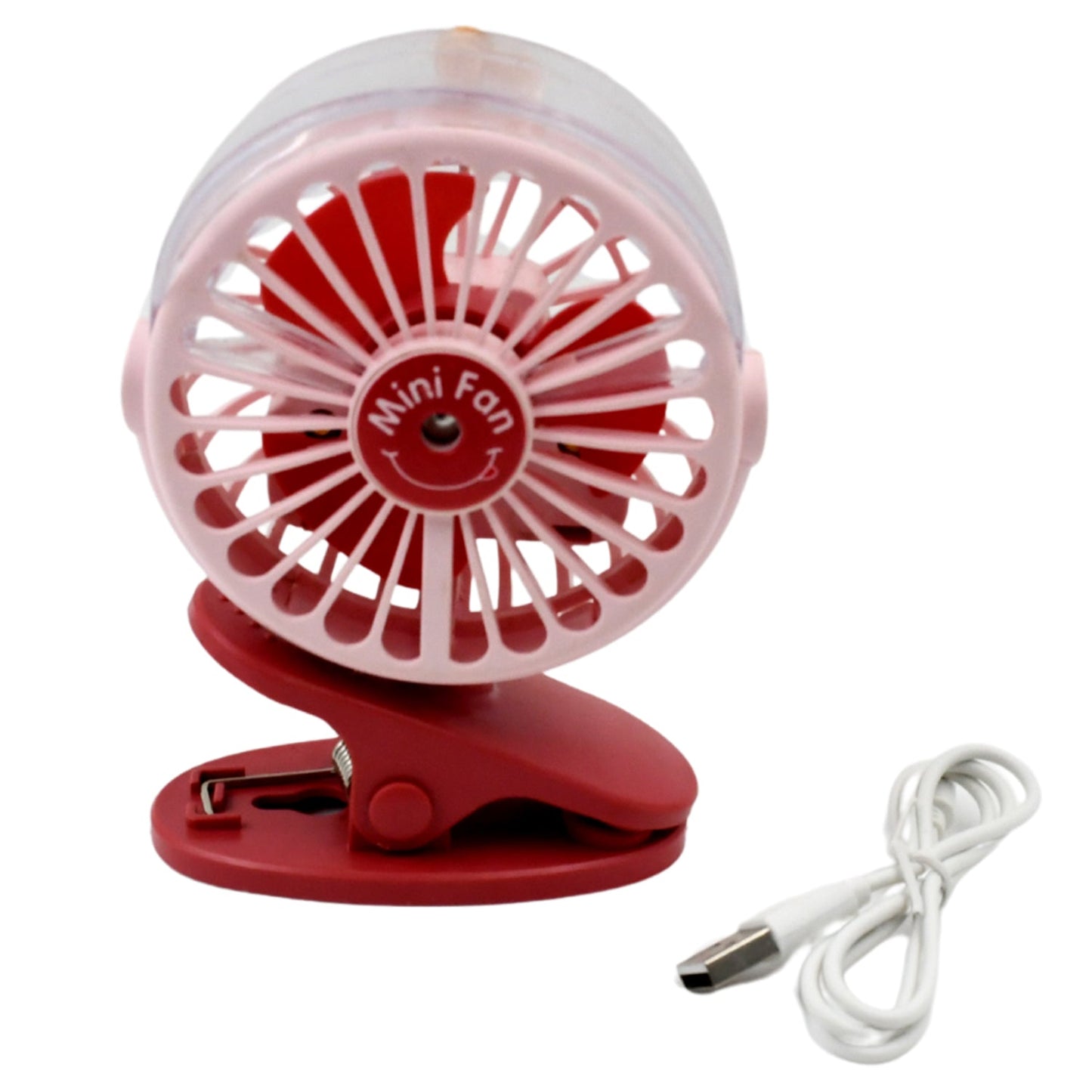 Portable Clip-on Fan, Battery Operated, With Light & Spray, Small Yet Powerful USB Table Fan, 3-Speed Quiet Rechargeable Mini Desk Fan, 360Â° Rotation, Personal Cooling Fan for Home, Office, Camping
