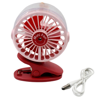 Portable Clip-on Fan, Battery Operated, With Light & Spray, Small Yet Powerful USB Table Fan, 3-Speed Quiet Rechargeable Mini Desk Fan, 360Â° Rotation, Personal Cooling Fan for Home, Office, Camping