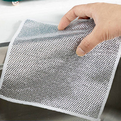 Double-Sided Microfiber Cloth & Stainless Steel Scrubber ? (1 Pc, 20x20 cm)