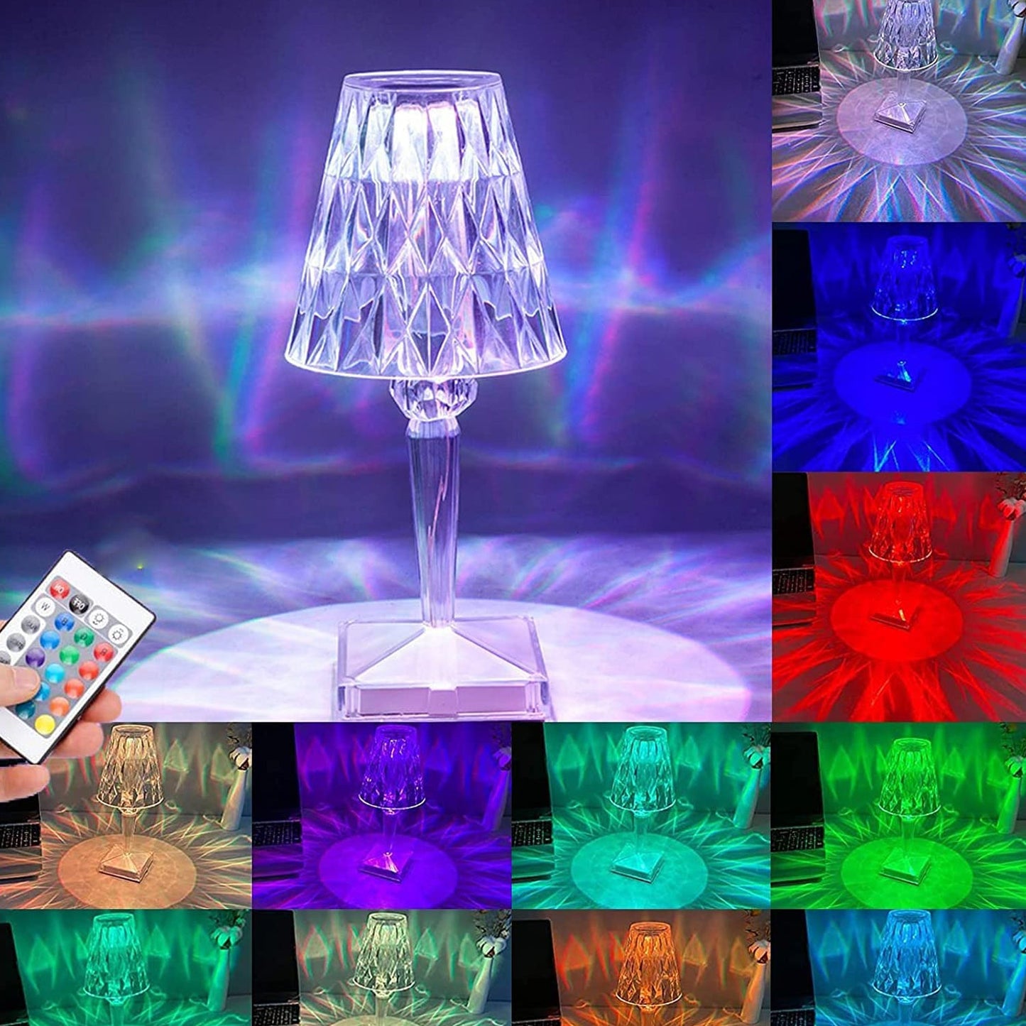 Crystal Diamond LED Table Lamp with 16 Colors ? Bedroom Decor