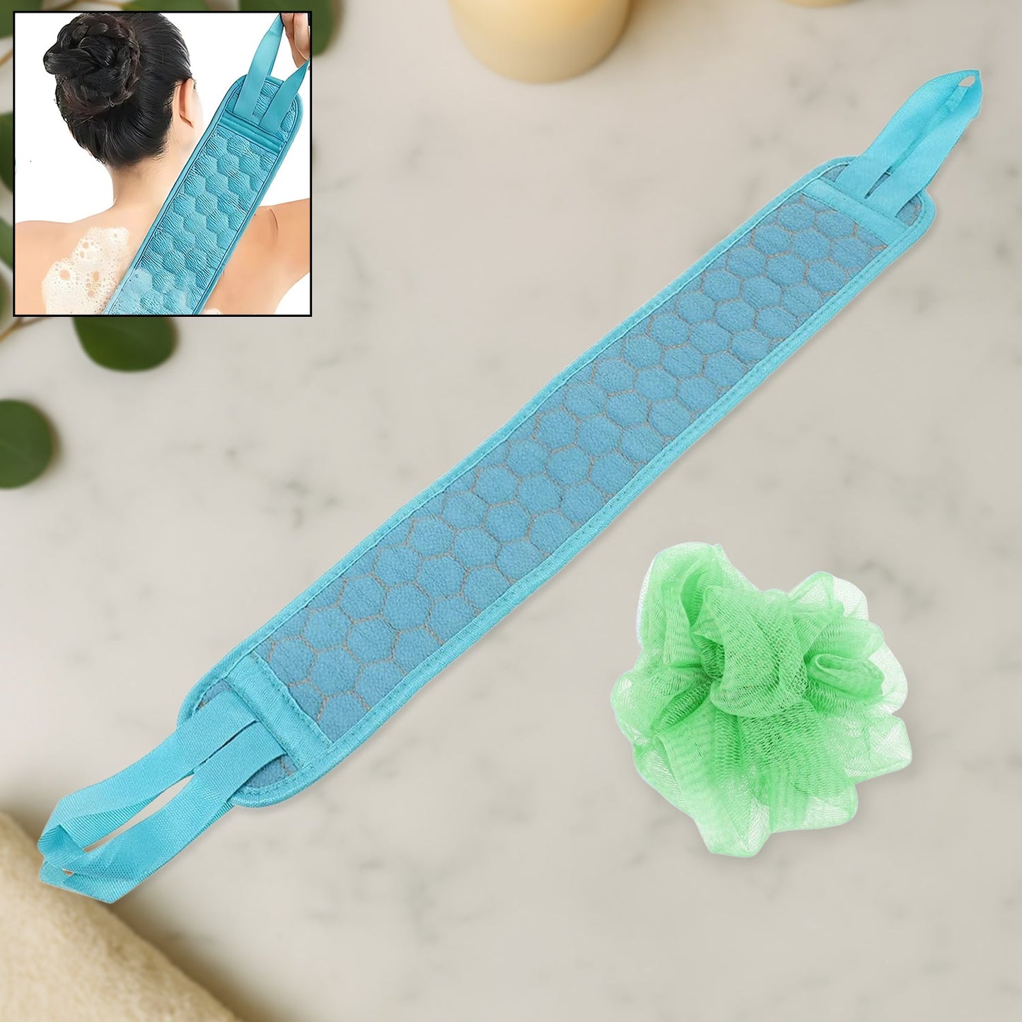 Bath Shower Scrubber Set ? Dual-Sided Loofah Sponge & Bath Brush Deep Clean (2 Pcs)