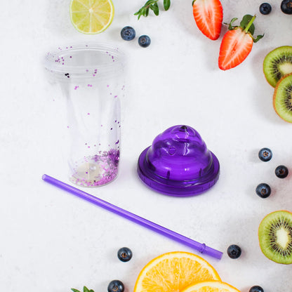 Creative Plastic Cold Drink Cup with Lid & Straw ? Tumbler (Mix Color)