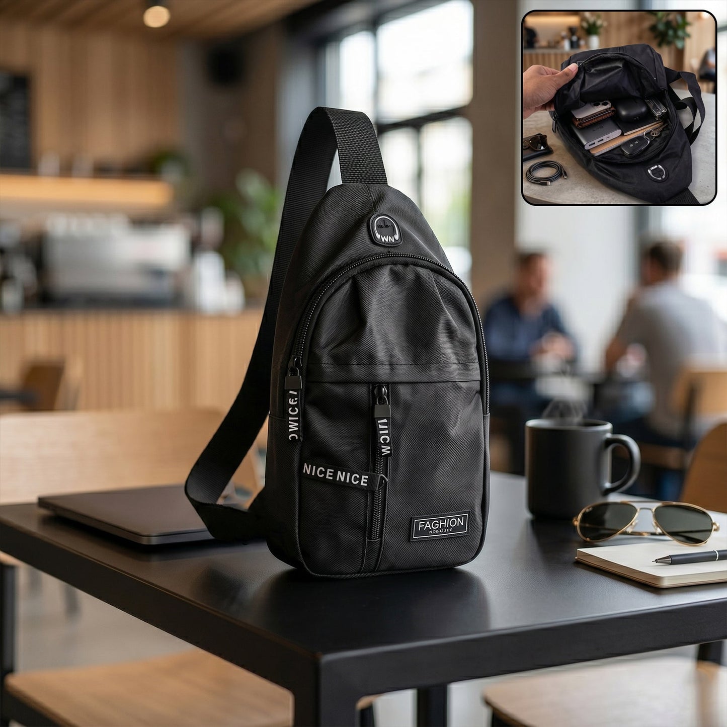 Waterproof Waist Bag ? Shoulder Crossbody Bag with USB Charging Slot