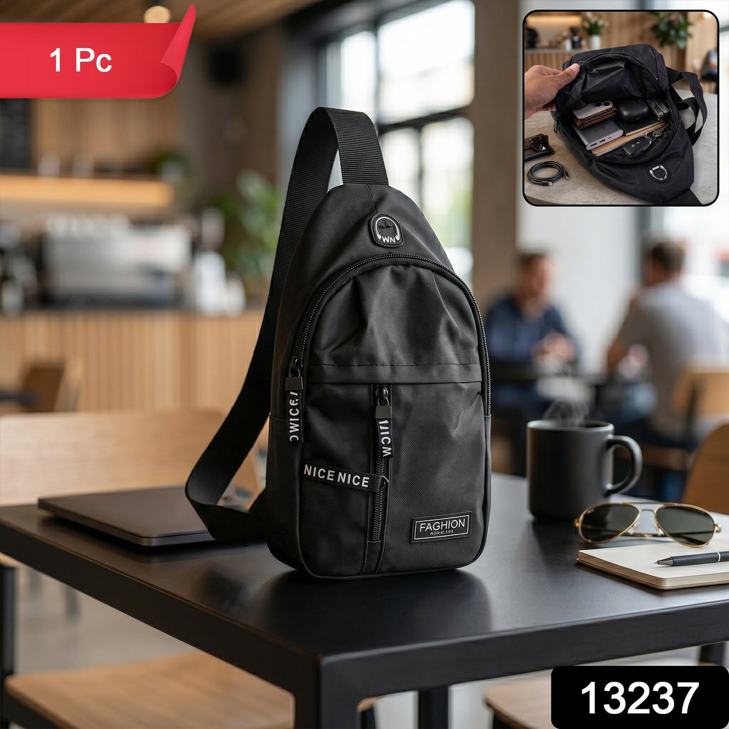 Waterproof Waist Bag ? Shoulder Crossbody Bag with USB Charging Slot