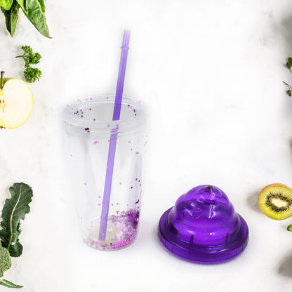 Creative Plastic Cold Drink Cup with Lid & Straw ? Tumbler (Mix Color)