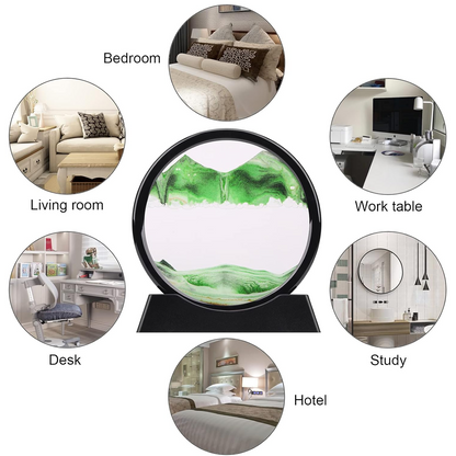 3D Moving Sand Art ? Liquid Motion Deep Sea Sandscape with Round Glass Frame (1 Pc)