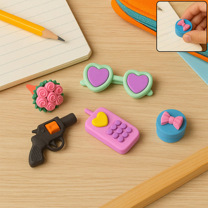 Fancy Colorful Eraser Set for Kids? Parties & School (1 Set, Mixed Design)