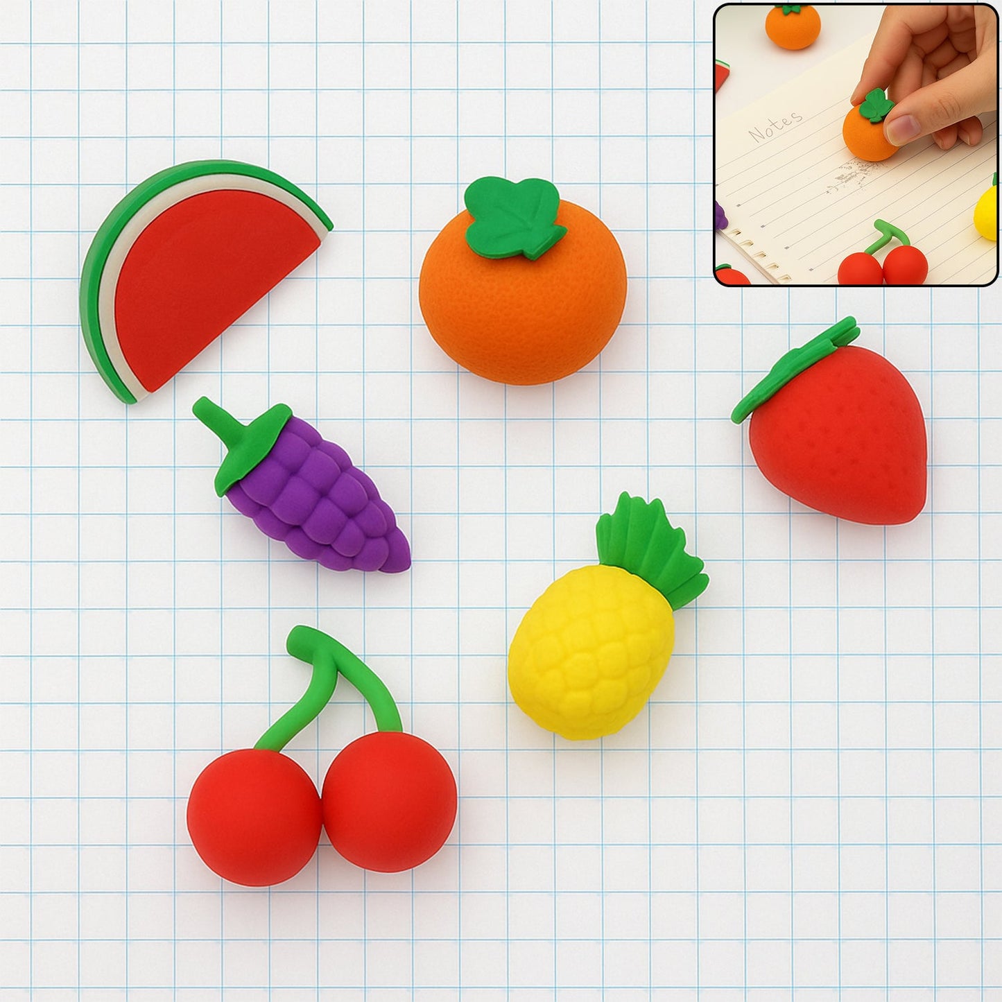 3D Mix Design Fancy & Colorful Erasers ? Novelty Set for Kids & School Prize (1 Set)
