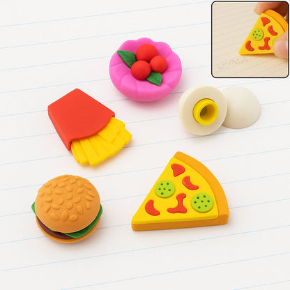 3D Food-Shaped Colorful Eraser Set ? Cute Novelty Mini Erasers for Kids (5 Pc Set)