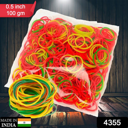 Multicolor Rubber Bands ? Elastic & Reusable for Office & Home (0.5 Inch / 100GM)