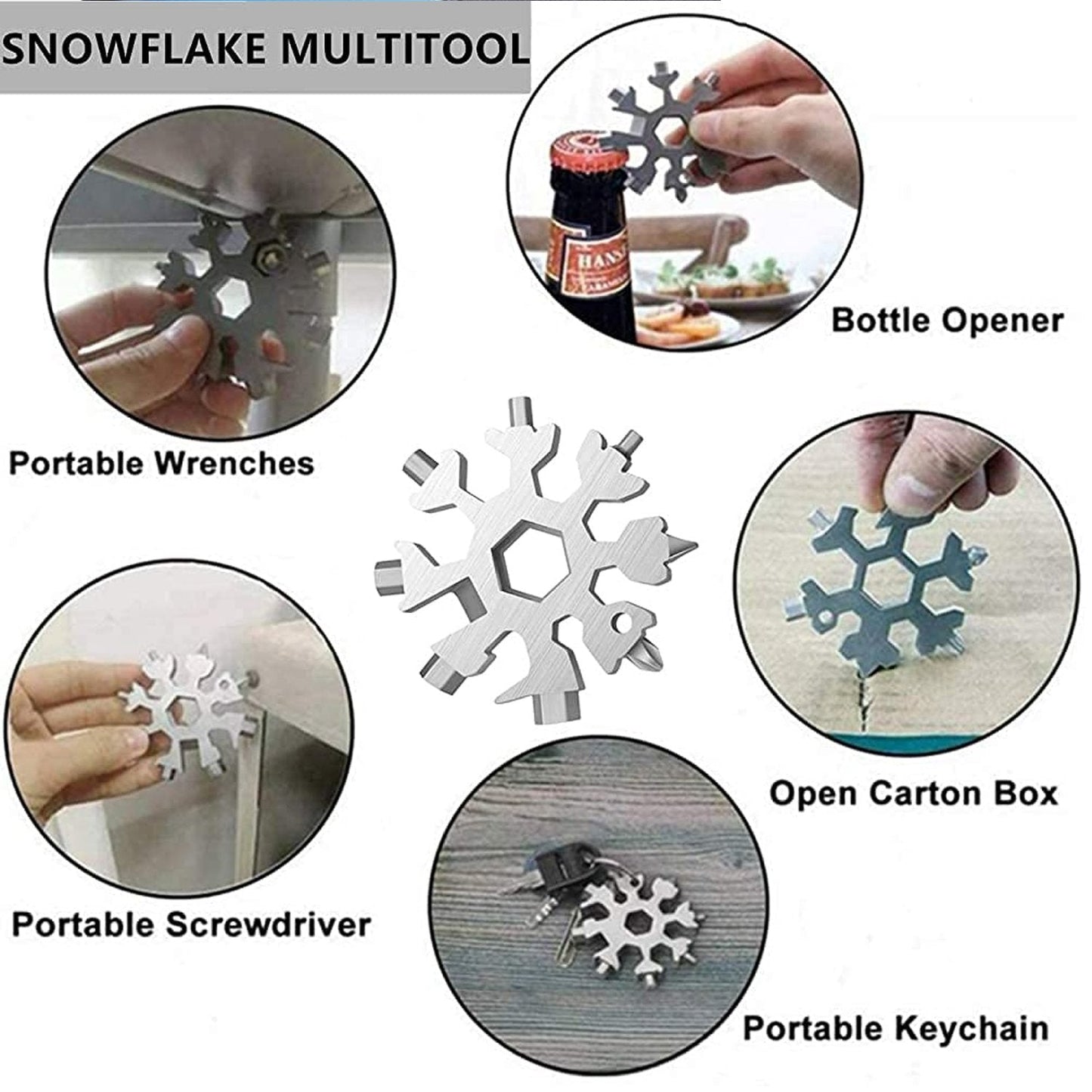 Durable 18-in-1 Snowflake Multi-Tool ? Bottle Opener & Screwdriver Wrench Kit