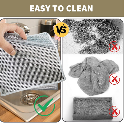 Double-Sided Microfiber Cloth & Stainless Steel Scrubber ? (1 Pc, 20x20 cm)