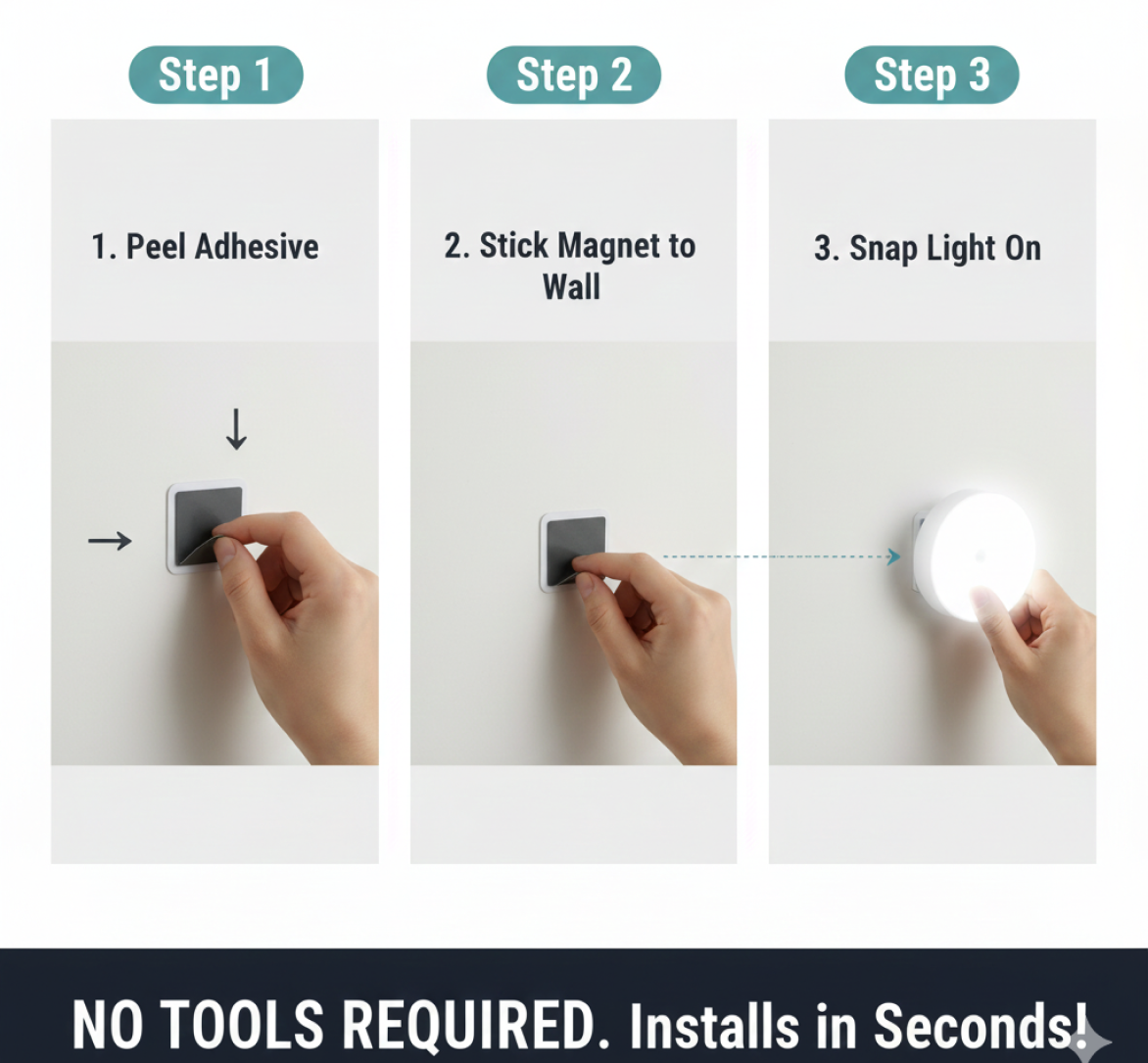 8 LED Night Lights With USB Charging & Double-Sided Adhesive PadsÂ (1 Pc)