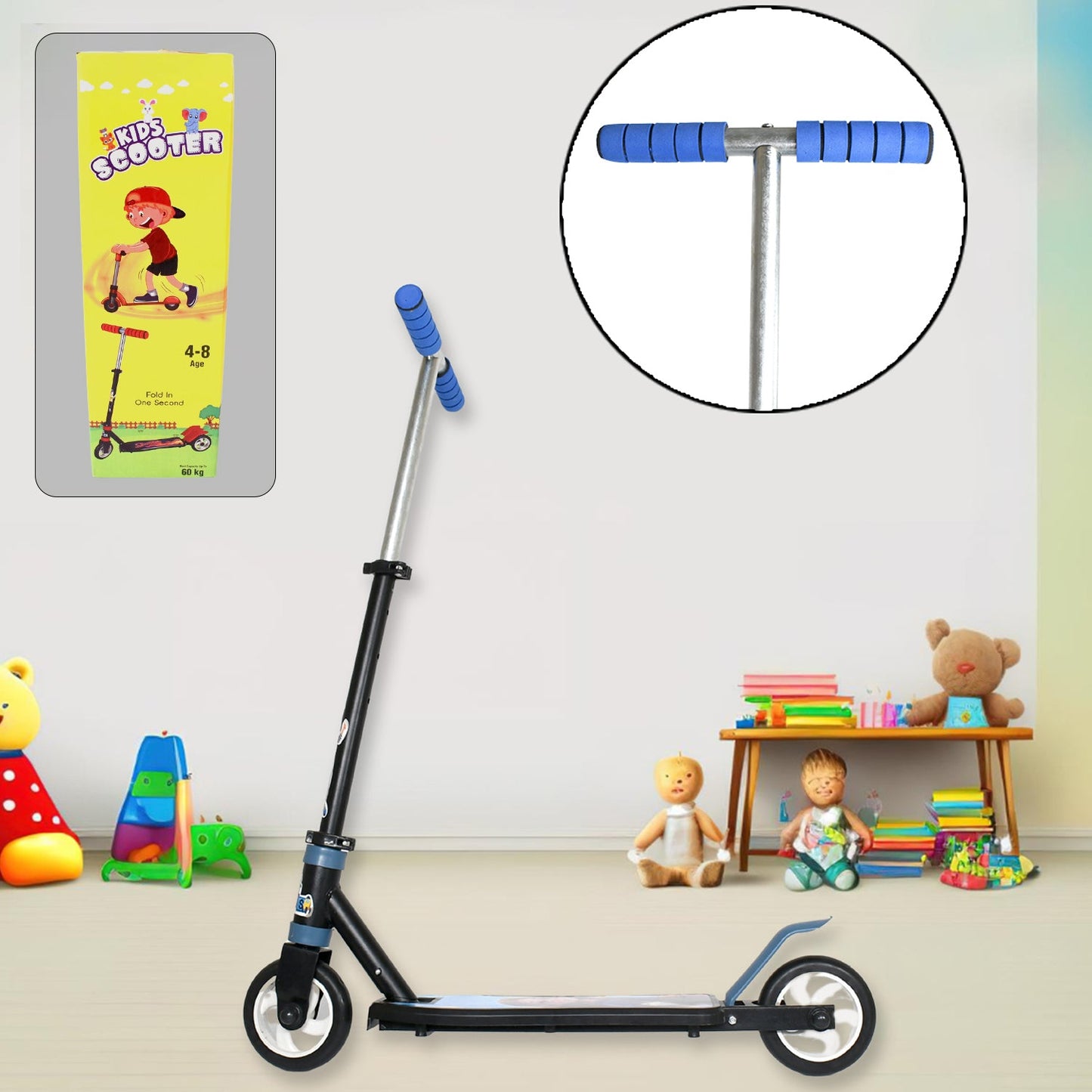 Foldable Kids Ride-On Scooter ? 2-Wheel, Height Adjustable (4-8 yrs, Multicolor)