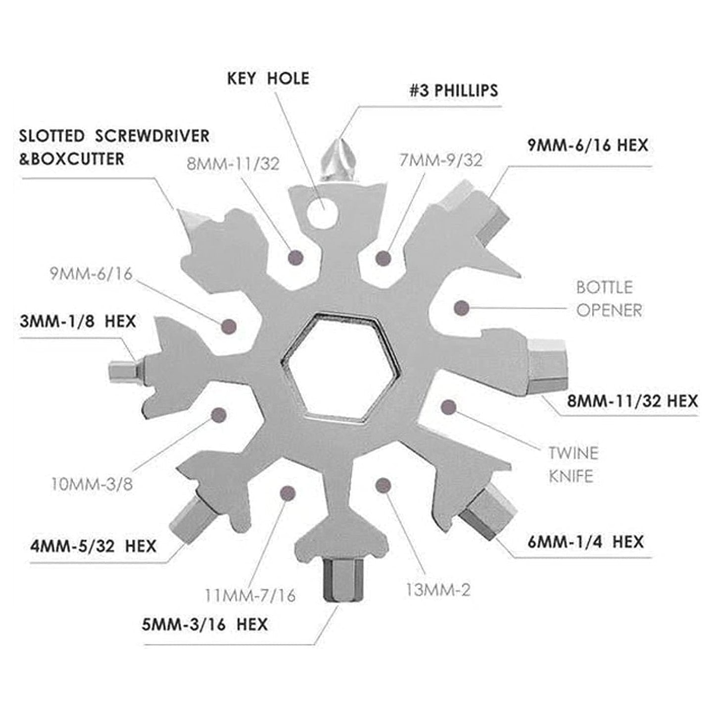 Durable 18-in-1 Snowflake Multi-Tool ? Bottle Opener & Screwdriver Wrench Kit