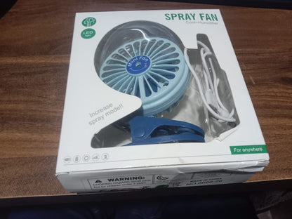 Portable Clip-on Fan, Battery Operated, With Light & Spray, Small Yet Powerful USB Table Fan, 3-Speed Quiet Rechargeable Mini Desk Fan, 360Â° Rotation, Personal Cooling Fan for Home, Office, Camping