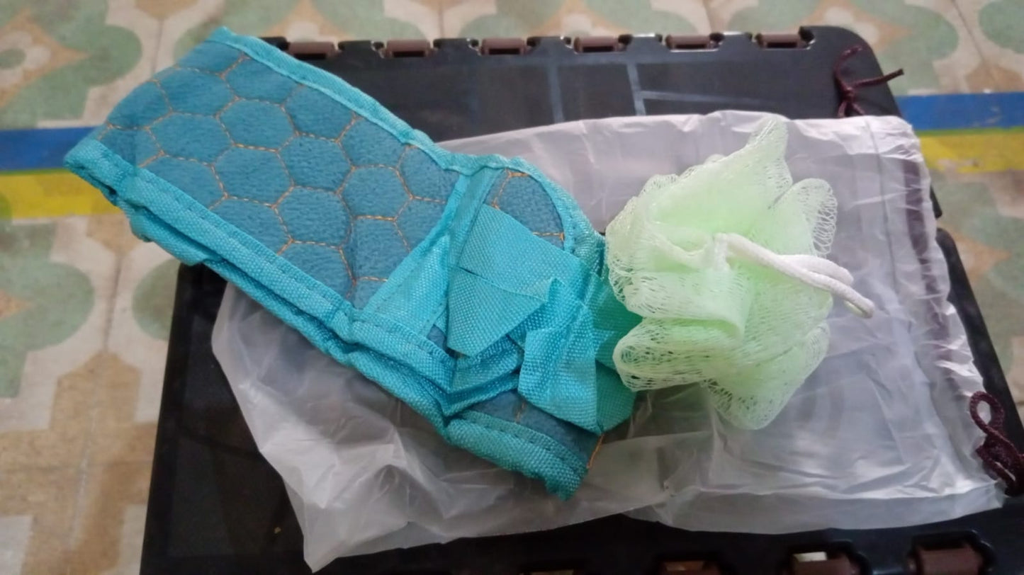 Bath Shower Scrubber Set ? Dual-Sided Loofah Sponge & Bath Brush Deep Clean (2 Pcs)