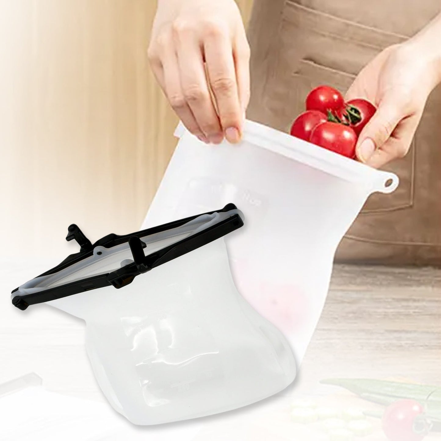 Silicone Food Bag ? Leakproof, Flat Bottom, BPA-Free, Microwave & Dishwasher Safe