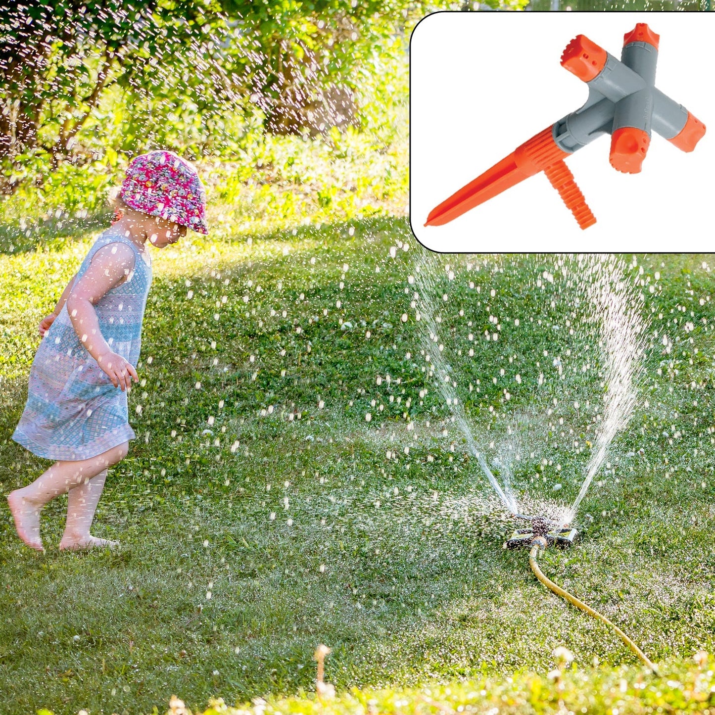 360Â° Rotating Garden Sprinkler ? Adjustable 4-Arm Lawn Water Sprayer