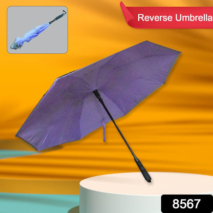 Windproof Compact Travel Umbrella ? Reverse Folding Design (1 Pc)