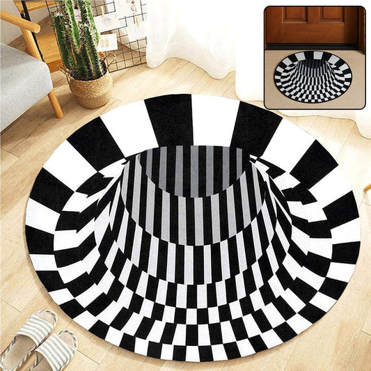 3D optical illusion round rug with vortex pattern for modern home dÃ©cor