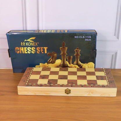 Foldable Wooden Chess Board Set (30 Ã 30 Cm / 1 Set)