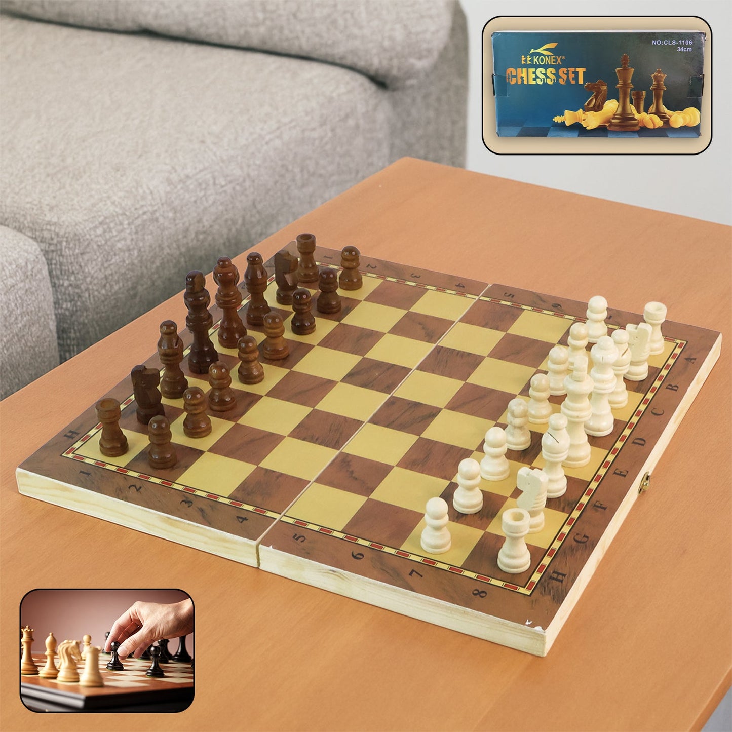 Foldable Wooden Chess Board Set (30 Ã 30 Cm / 1 Set)