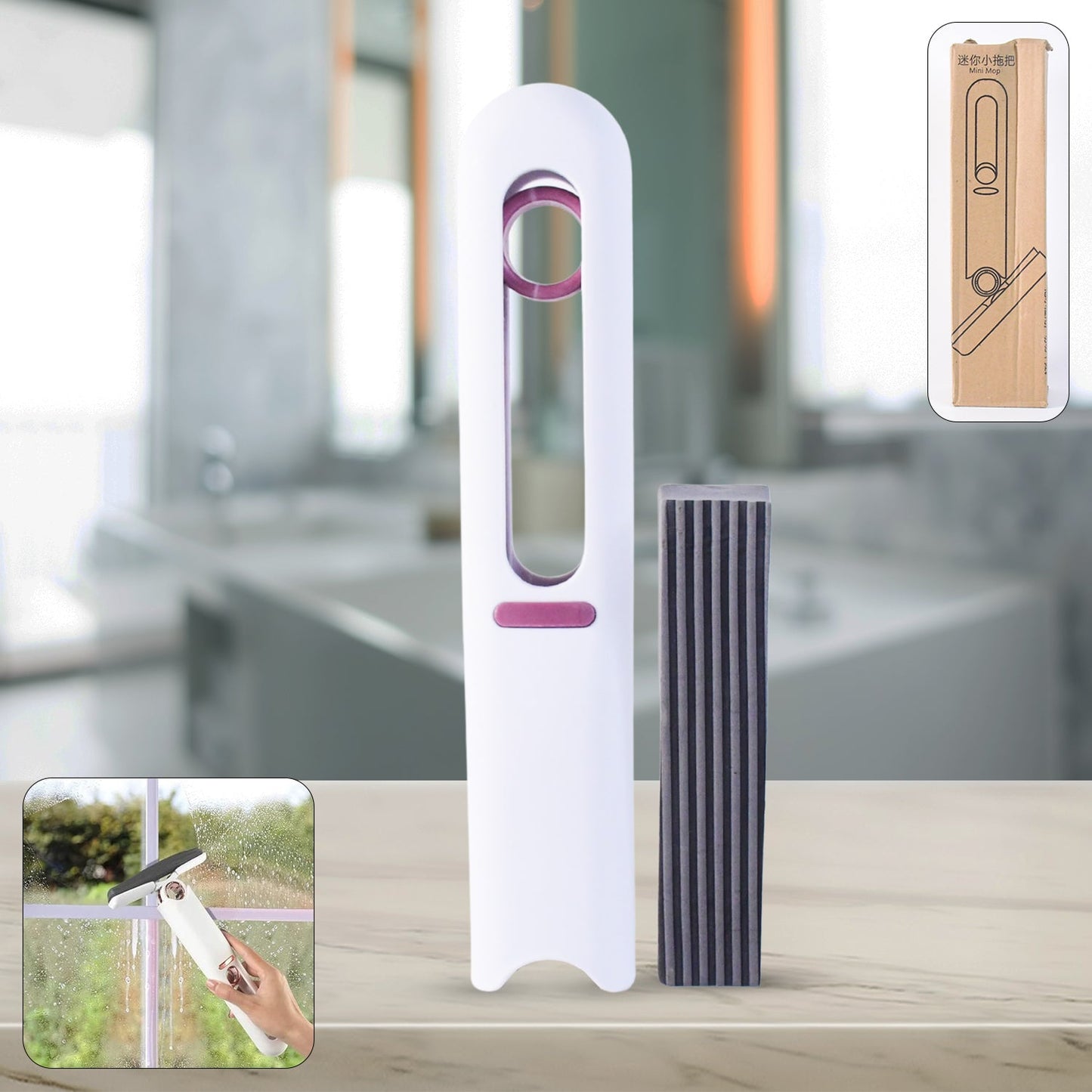 Portable Self-Squeeze Mini Mop ? Strong Absorbent Mop for Bathroom & Kitchen